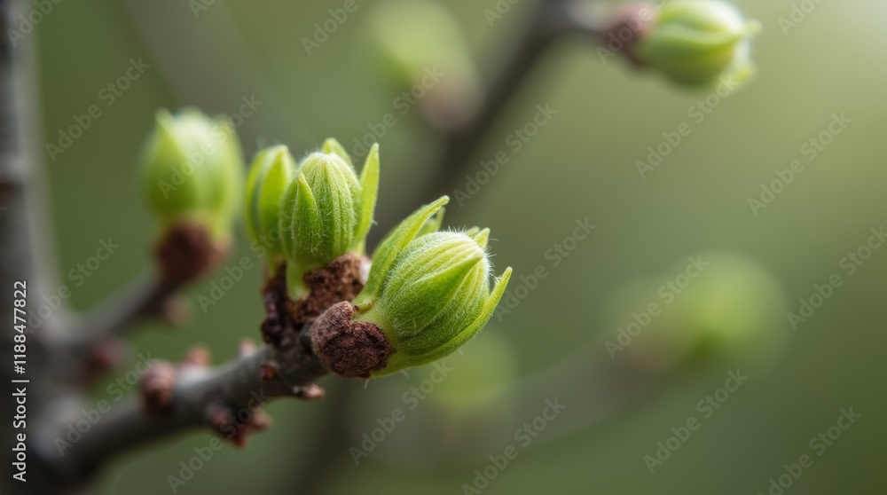 tree buds emerging on branches tree buds emerging on branches