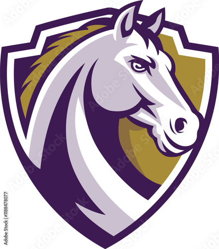 a combination of a horse mascot and a shield in vector format
