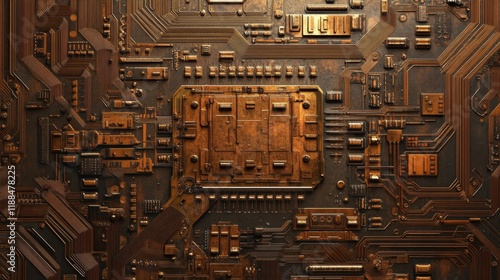 Futuristic 3d render of a circuit board technology background featuring intricate electronic components, digital patterns, and high-tech design elements for innovative tech-themed visuals and modern d photo