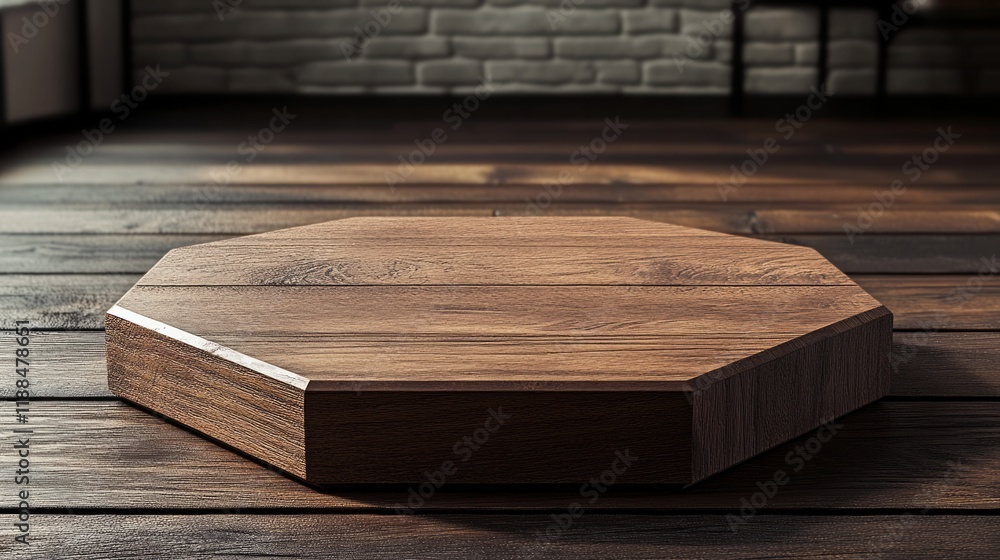 Fototapeta premium Hexagonal wooden vintage platform, podium