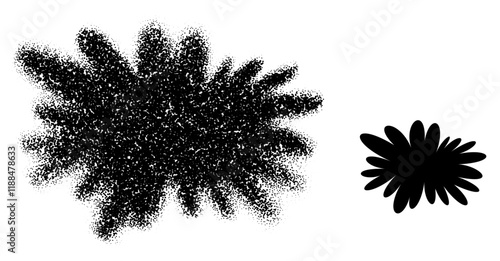 Vector illustration of an abstract shape with stippling texture, creating a dotted and artistic effect, ideal for creative or decorative designs.