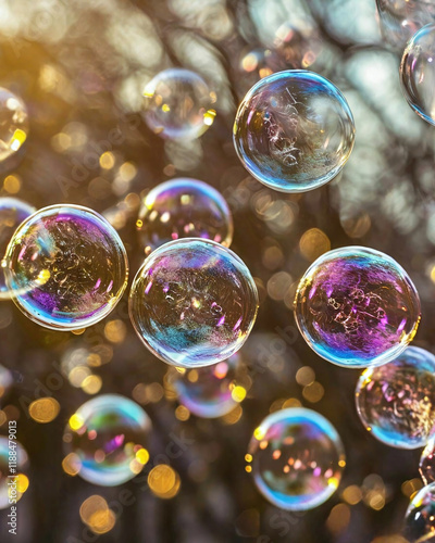 Wallpaper Mural soap bubbles floating in the air. They shimmer with different colors Torontodigital.ca