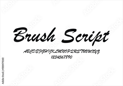 Brush Script font for logo and headline. Isolated vector typeset
