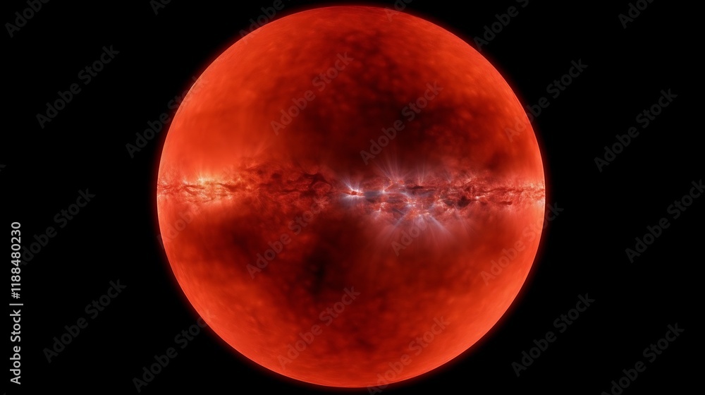 Fototapeta premium Crimson Celestial Sphere Shows Internal Energy Flow