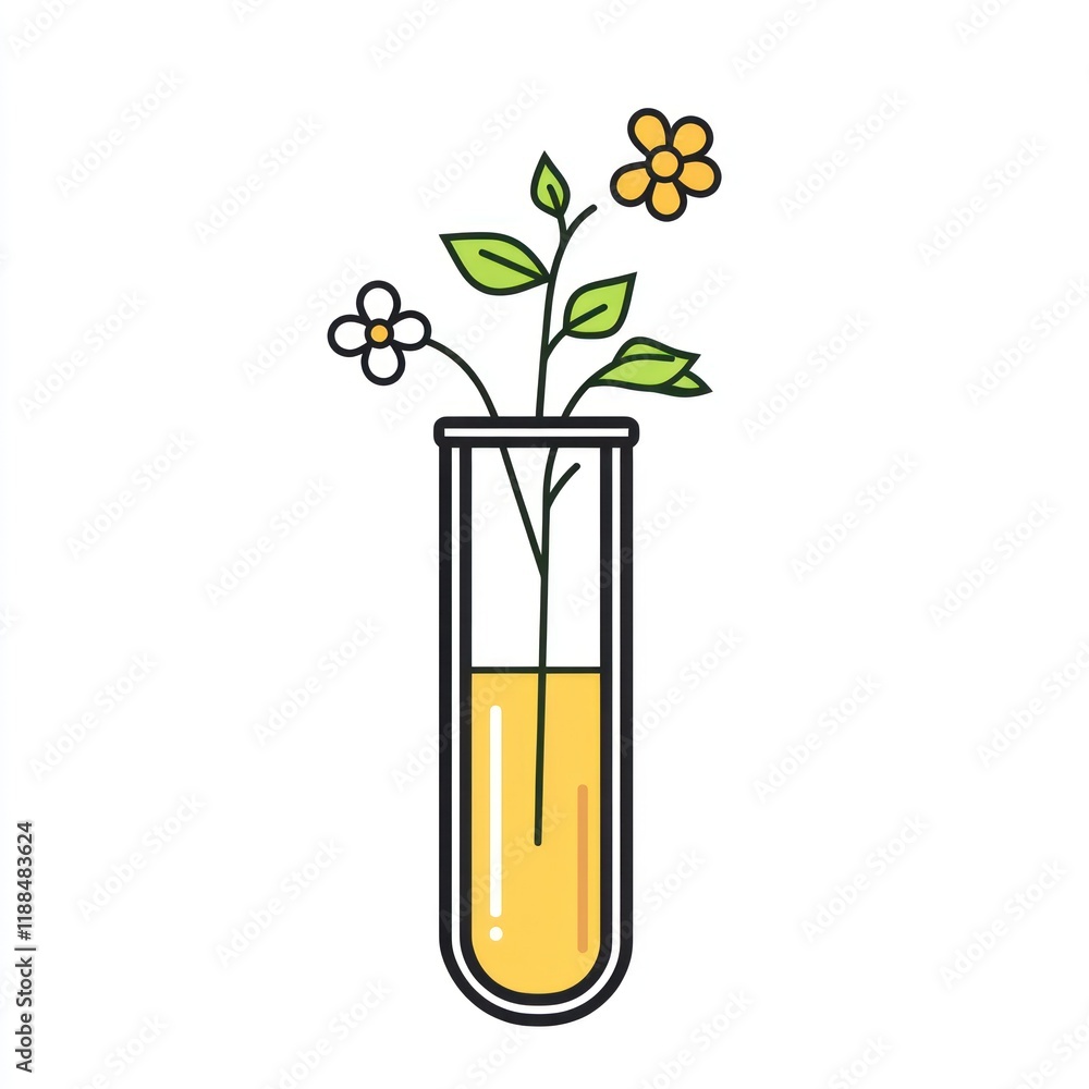 custom made wallpaper toronto digitalFlowers and Leaves in a Test Tube with Yellow Liquid