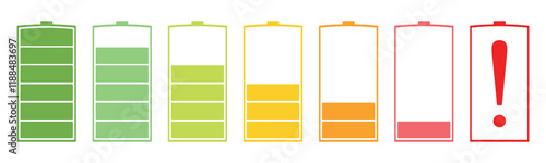 Battery charge level set. Charge battery level icon. Accumulator. Vector. Illustration