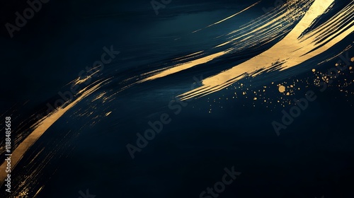 Abstract gold brushstrokes on dark background photo