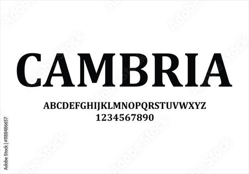 Cambria  font for logo and headline. Isolated vector typeset