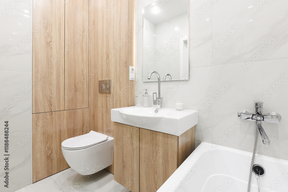 Fototapeta premium modern bathroom room with toilet and washing machine