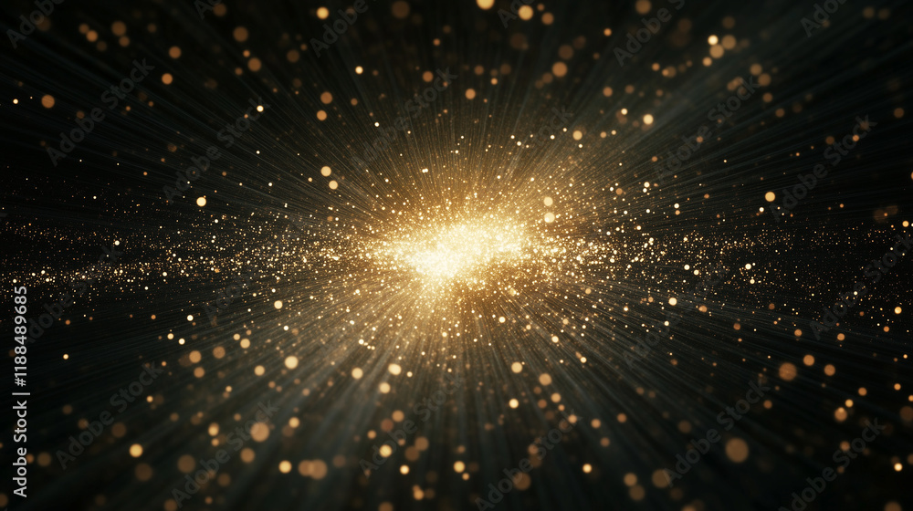 Obraz premium shiny festive golden confetti on black background, texture, shimmers, flash, glare, beauty