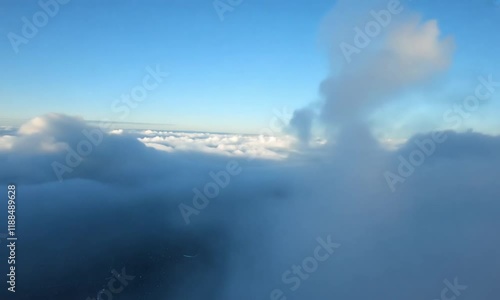 First Person View of Cloud at Hyper-Speed with Dynamic Motion and Timelapse Effect photo