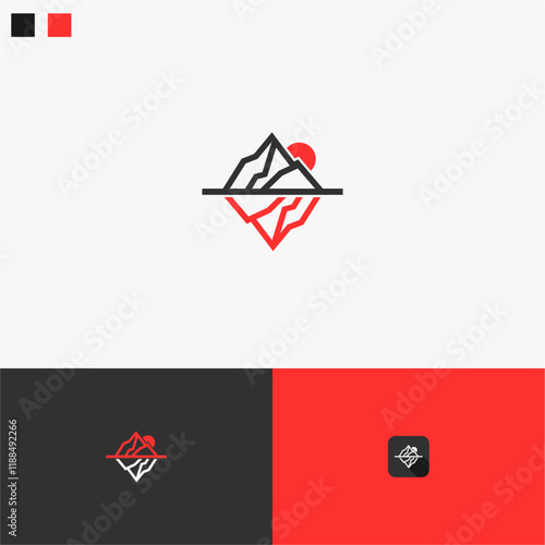 monoline ice mountain  logo design