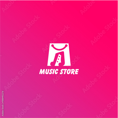 Unique shopping bag design combined with a guitar motif, perfect for music store branding and promotions. Ideal for Adobe Stock, this creative concept blends practicality with artistic flair