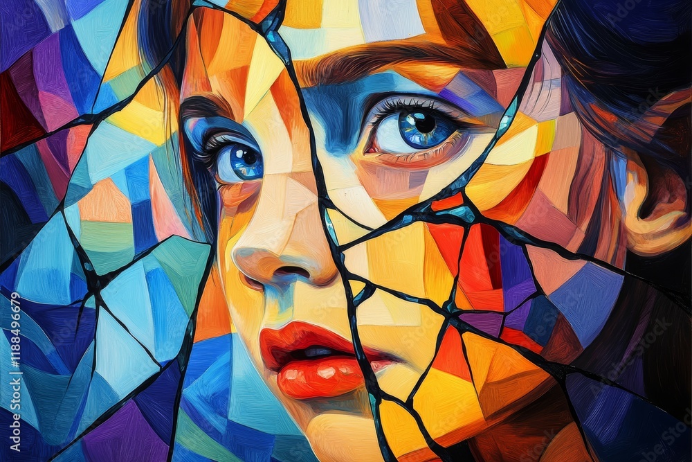 Fototapeta premium The Fractured Mirror, Disruptive Mood Dysregulation Disorder