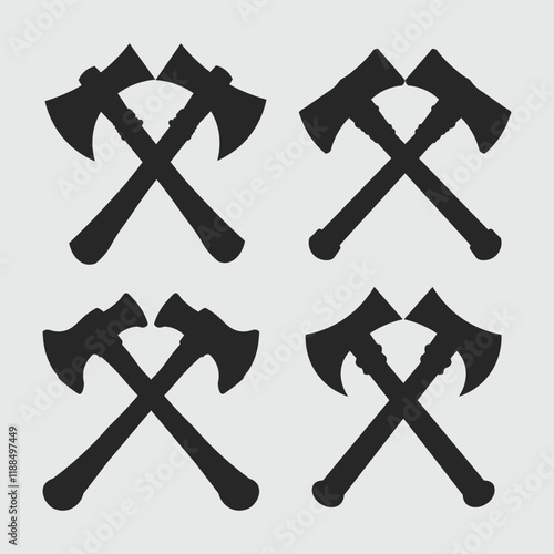 Axe Vector Silhouette, Monogram Axe camping elements design, Woodcutter Forest tools   photo