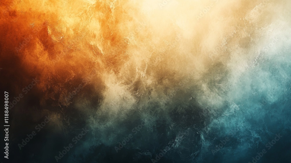 Abstract textured background with a gradient of warm orange and cool blue tones creating a dreamy atmospheric scene Abstract textured background with a gradient of warm orange and cool blue tones creating a dreamy atmospheric scene