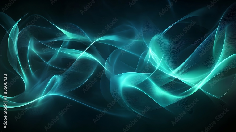 Obraz premium Abstract teal glowing waves (1)