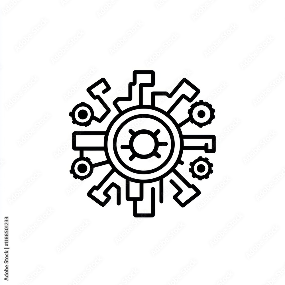Abstract Technology Icon Centralized System Design Abstract Technology Icon Centralized System Design