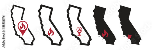 fire sign vector on los angeles california usa map