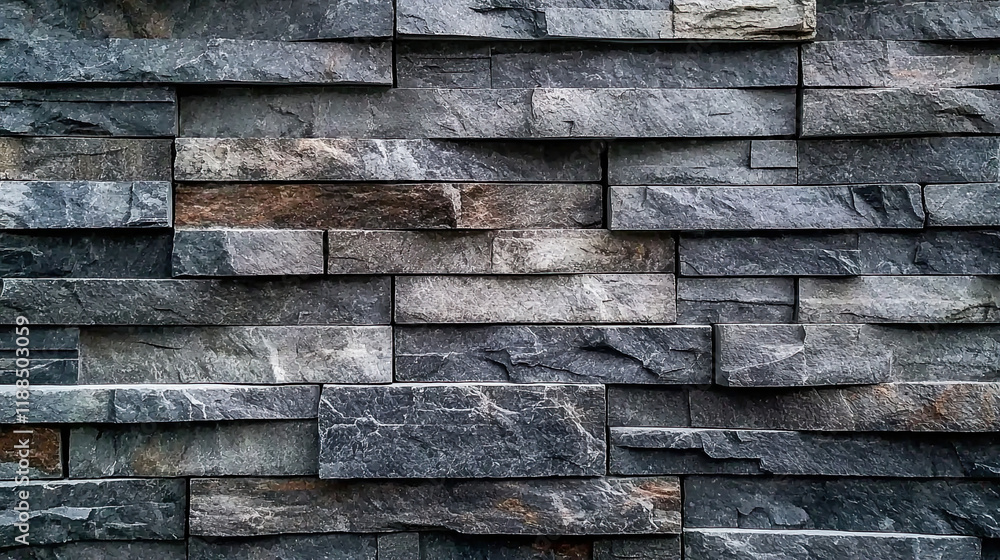 Stacked Stone Brick Wall with Natural Grey Rock Slabs, Featuring a Striped Cladding Pattern, Ideal for Architectural Designs, Construction Concepts, and Textured Backgrounds in Rustic or Modern Styles Stacked Stone Brick Wall with Natural Grey Rock Slabs, Featuring a Striped Cladding Pattern, Ideal for Architectural Designs, Construction Concepts, and Textured Backgrounds in Rustic or Modern Styles