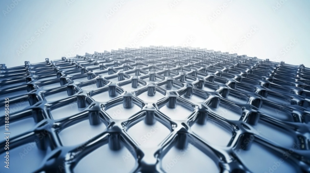 Fototapeta premium Abstract Metallic Grid Pattern: A Visual Representation of Complex Structures
