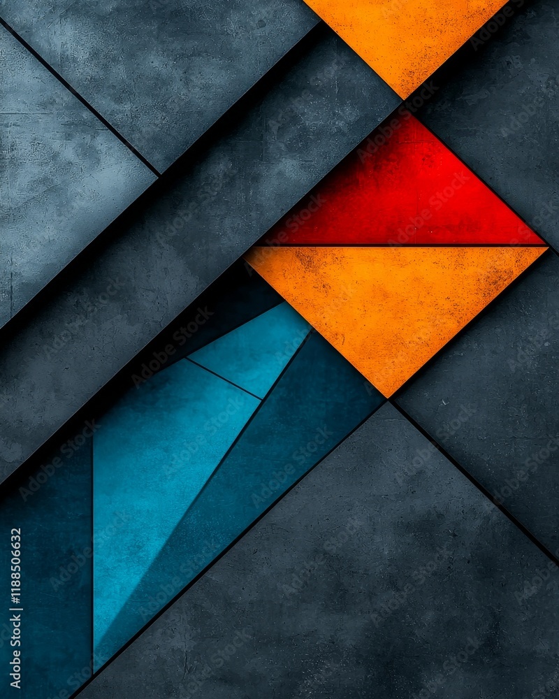 Abstract Geometric Background Intersecting Teal Orange Red and Gray Triangles Abstract Geometric Background Intersecting Teal Orange Red and Gray Triangles