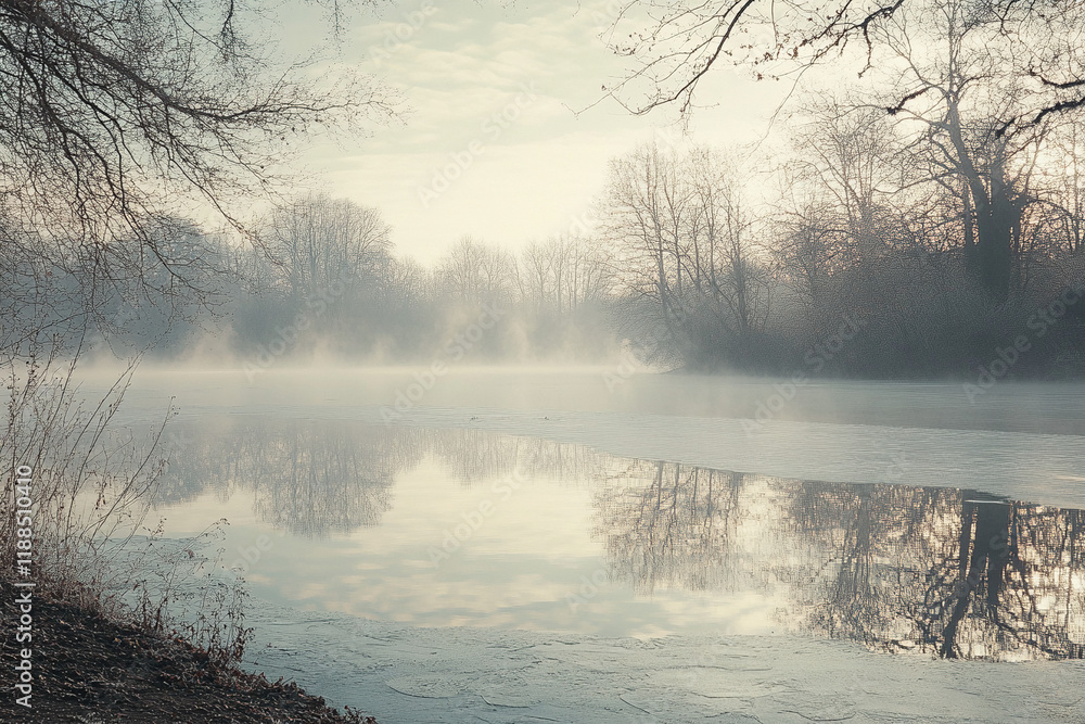 Fototapeta premium misty morning on the river