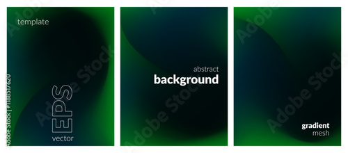 Abstract liquid background set. Gradient mesh. Effect bright color blend. Blurred fluid colorful mix. Modern design template for web covers, ad banners, posters, brochures, flyers. EPS vector image