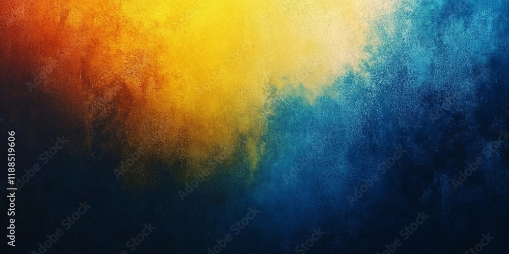 Fototapeta premium Vibrant yellow blending into blue with grainy texture, creating an abstract noise background, perfect for creative designs, comic book style