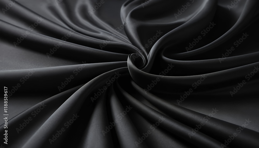 Fototapeta premium Elegant Draped Black Silk Fabric Texture Background: Rich, Luxurious, and Smooth Surface