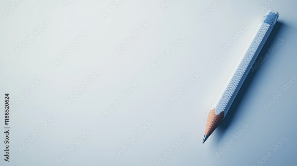 White pencil on white background, copy space. White pencil on white background, copy space.