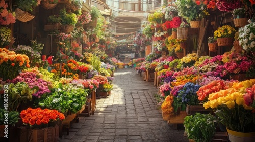 Wallpaper Mural Beautiful Flower Market Filled With Colorful Blooms and Arrangements Torontodigital.ca