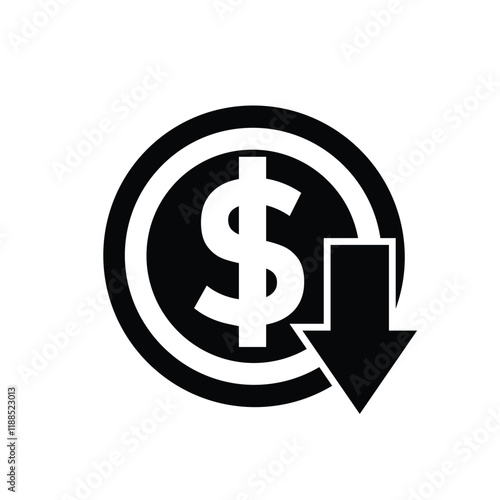 coin icon. money weakens, falls. money management vector, business and finance icon, showing continuous movement. Line design style