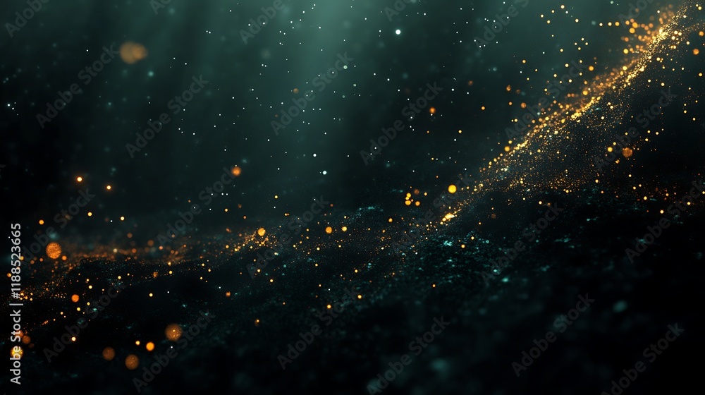 Obraz premium Abstract golden particles digital art background