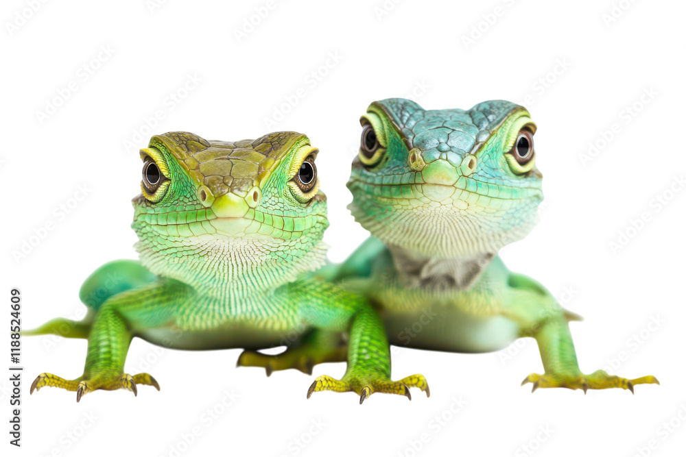 Obraz premium Colorful and Detailed Lizards Isolated on a transparent Background Suitable for Design Use