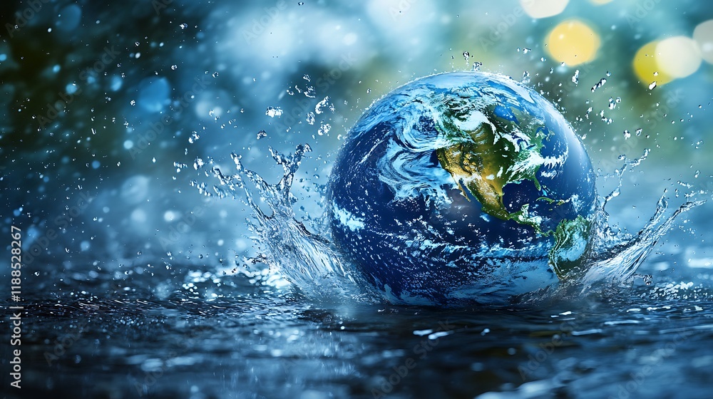 View of fantasy landscape with surreal running water tap for world water day awareness
View of fantasy landscape with surreal running water tap for world water day awareness