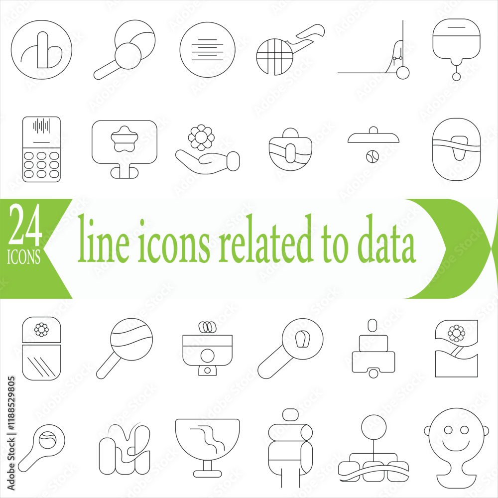 Fototapeta premium line icons related to data analysis, analytics, database, cloud computing, infographic, Editable stroke. Vector illustration