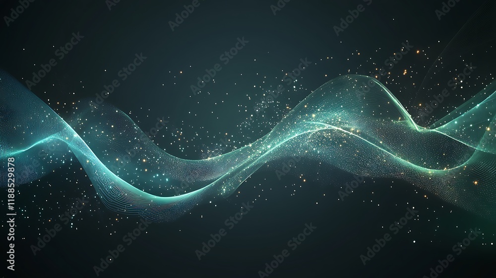 Abstract teal waves, digital art, background, graphic design, stock photo Abstract teal waves, digital art, background, graphic design, stock photo
