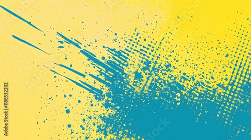 Abstract paint splatter on yellow background photo