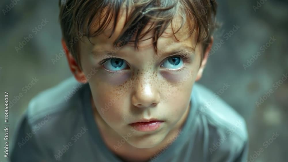 Portrait of a boy with bright eyes and freckles looking at the camera. Suitable for blogs about children, educational materials, social projects.
Portrait of a boy with bright eyes and freckles looking at the camera. Suitable for blogs about children, educational materials, social projects.