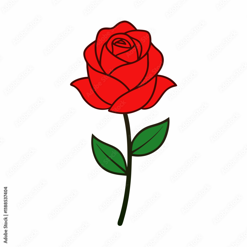 Rose Flower Vector Art - Minimalist Flat Flower Design Illustration Rose Flower Vector Art - Minimalist Flat Flower Design Illustration