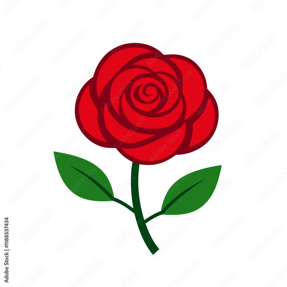Rose Flower Vector Art - Minimalist Flat Flower Design Illustration Rose Flower Vector Art - Minimalist Flat Flower Design Illustration