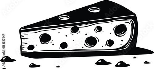 Cheese Slice Icon on Checkerboard Transparent Background