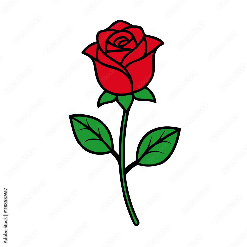 Obraz premium Rose Flower Vector Art - Minimalist Flat Flower Design Illustration