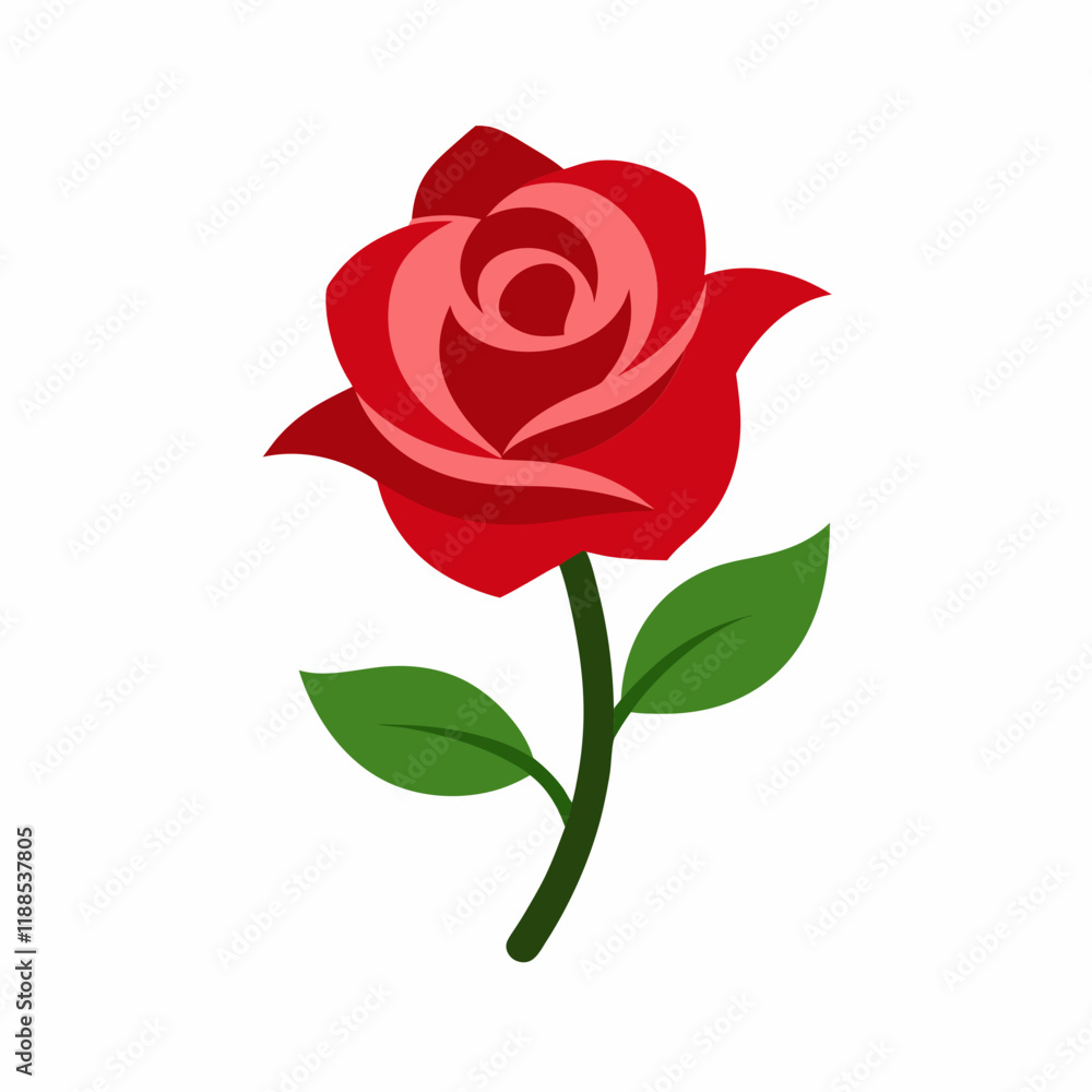 Rose Flower Vector Art - Minimalist Flat Flower Design Illustration Rose Flower Vector Art - Minimalist Flat Flower Design Illustration