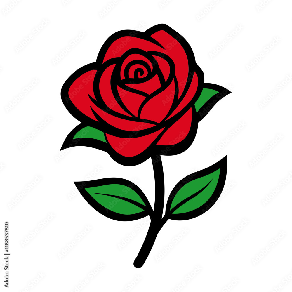 Rose Flower Vector Art - Minimalist Flat Flower Design Illustration Rose Flower Vector Art - Minimalist Flat Flower Design Illustration