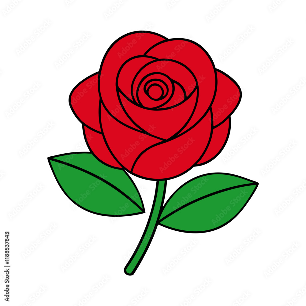 Rose Flower Vector Art - Minimalist Flat Flower Design Illustration Rose Flower Vector Art - Minimalist Flat Flower Design Illustration