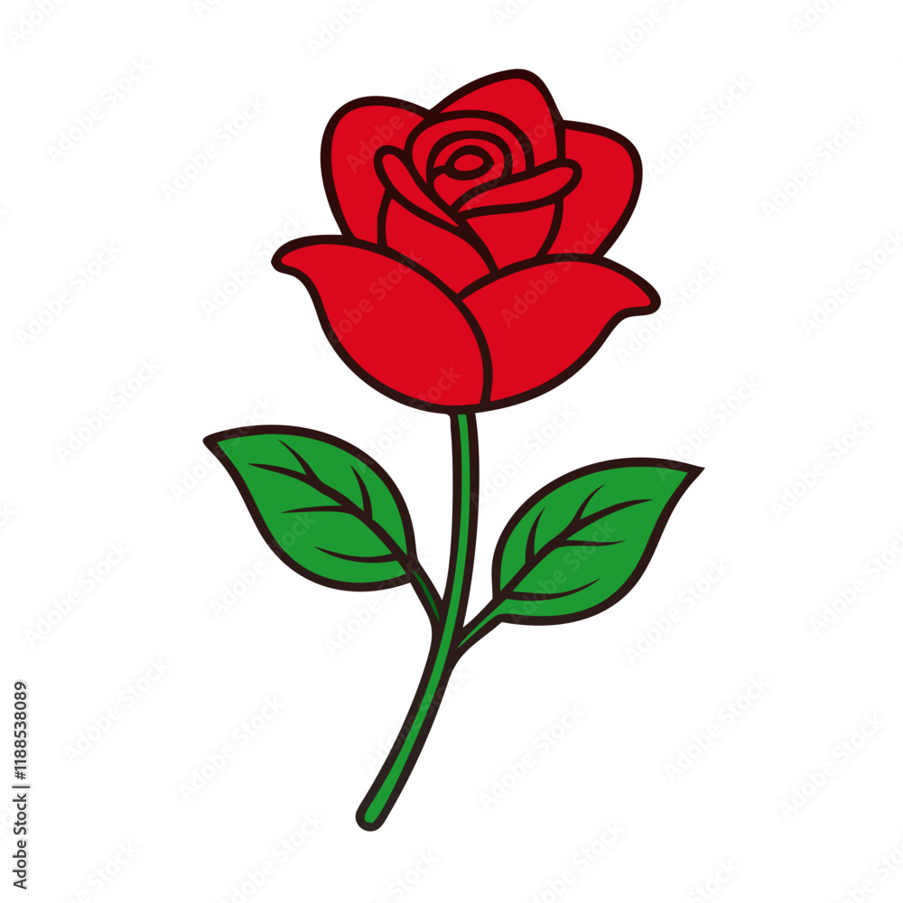 Obraz premium Rose Flower Vector Art - Minimalist Flat Flower Design Illustration