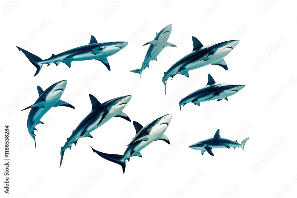 Obraz premium Striking Image of Sharks Swimming Gracefully Isolated on a Clean transparent Background
