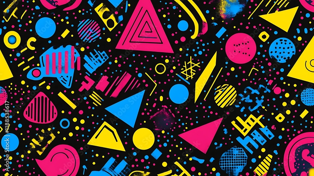 Fototapeta premium Abstract geometric pattern, vibrant colors, trendy design, background